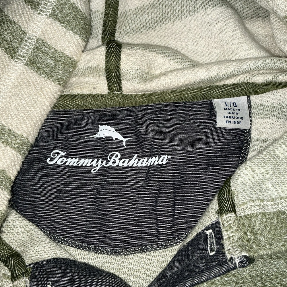 Tommy Bahama Bahia Baja Beach Hoodie Mens LargeGreen Natural Pullover Sweatshirt - Picture 2 of 6